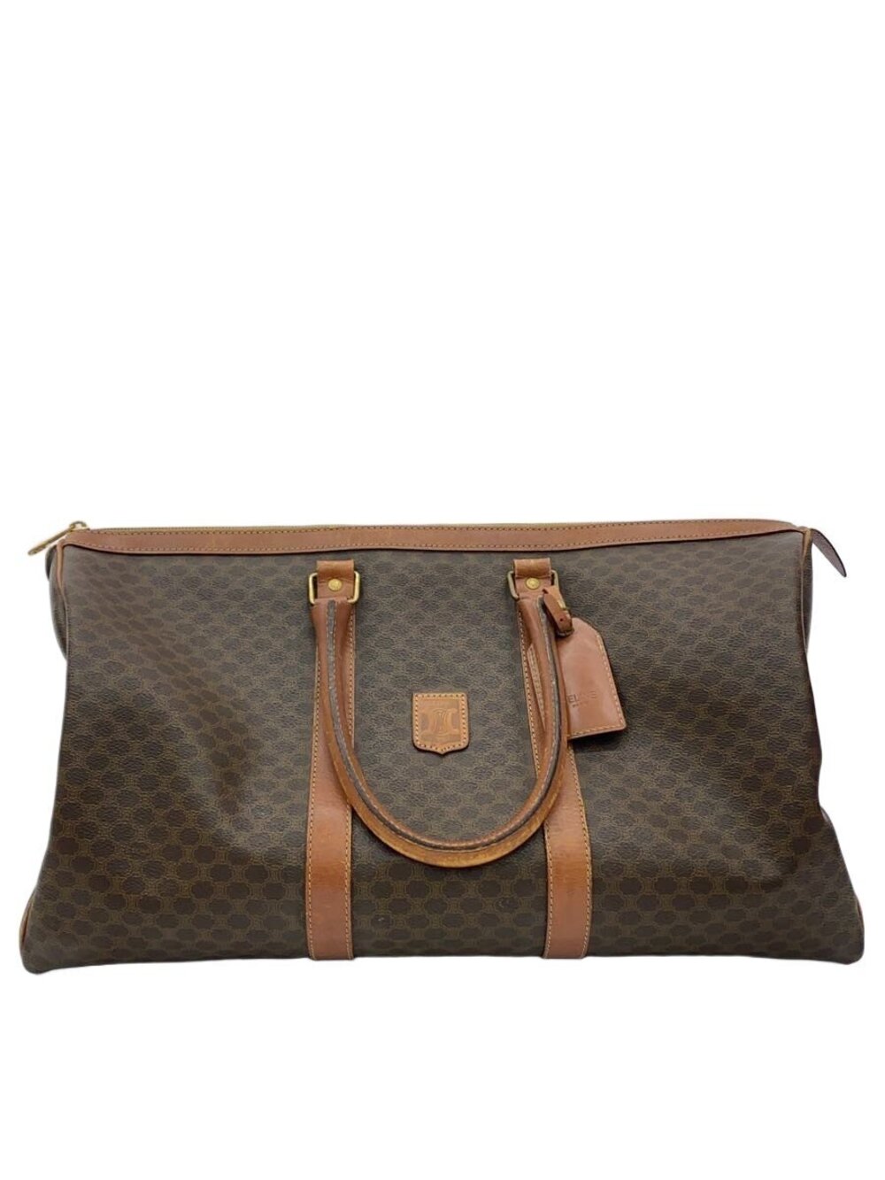 Celine Boston Macadam Bag Leather Brown All over